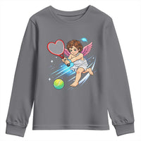 Funny Cupid Tennis Player Youth Sweatshirt Valentines Day Gift - Wonder Print Shop