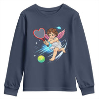 Funny Cupid Tennis Player Youth Sweatshirt Valentines Day Gift - Wonder Print Shop