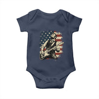 Vintage Abraham Lincoln Playing Electric Guitar Baby Onesie Patriotic Rocker Gift