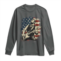Vintage Abraham Lincoln Playing Electric Guitar Long Sleeve Shirt Patriotic Rocker Gift