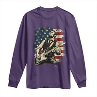 Vintage Abraham Lincoln Playing Electric Guitar Long Sleeve Shirt Patriotic Rocker Gift