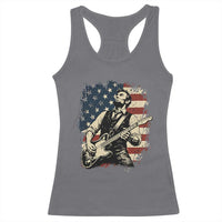 Vintage Abraham Lincoln Playing Electric Guitar Racerback Tank Top Patriotic Rocker Gift