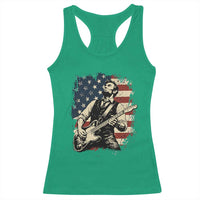Vintage Abraham Lincoln Playing Electric Guitar Racerback Tank Top Patriotic Rocker Gift