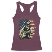 Vintage Abraham Lincoln Playing Electric Guitar Racerback Tank Top Patriotic Rocker Gift