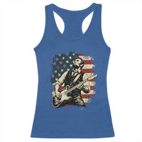 Vintage Abraham Lincoln Playing Electric Guitar Racerback Tank Top Patriotic Rocker Gift