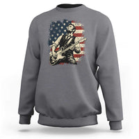 Vintage Abraham Lincoln Playing Electric Guitar Sweatshirt Patriotic Rocker Gift