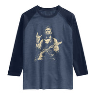 Rock And Roll Abraham Lincoln Playing Guitar Raglan Shirt Vintage Patriotic Music Gift