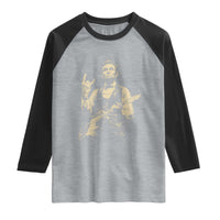 Rock And Roll Abraham Lincoln Playing Guitar Raglan Shirt Vintage Patriotic Music Gift