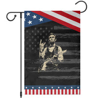Rock And Roll Abraham Lincoln Playing Guitar Garden Flag Vintage Patriotic Music Gift