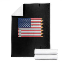 Pencil Stripes USA Flag Throw Blanket Proud American Teacher Graduation Gift
