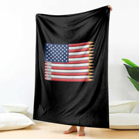 Pencil Stripes USA Flag Throw Blanket Proud American Teacher Graduation Gift