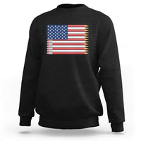 Pencil Stripes USA Flag Sweatshirt Proud American Teacher Graduation Gift
