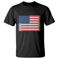 Pencil Stripes USA Flag T Shirt Proud American Teacher Graduation Gift