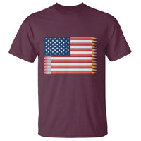 Pencil Stripes USA Flag T Shirt Proud American Teacher Graduation Gift