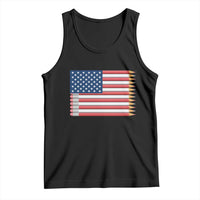 Pencil Stripes USA Flag Tank Top Proud American Teacher Graduation Gift