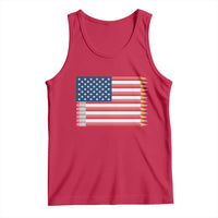 Pencil Stripes USA Flag Tank Top Proud American Teacher Graduation Gift
