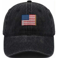 Pencil Stripes USA Flag Washed Cotton Baseball Cap Proud American Teacher Graduation Gift