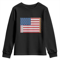 Pencil Stripes USA Flag Youth Sweatshirt Proud American Teacher Graduation Gift