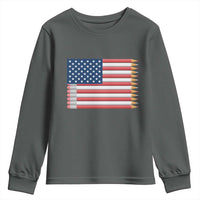 Pencil Stripes USA Flag Youth Sweatshirt Proud American Teacher Graduation Gift