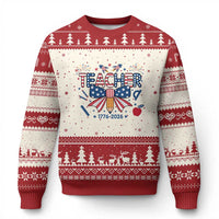 Proud American Teacher 250 Years Ugly Christmas Sweater Patriotic Educator Gift