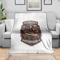 Vintage Proud American Welder Throw Blanket Built By Fire Blue Collar Dad Gift