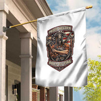 Vintage Proud American Welder Garden Flag Built By Fire Blue Collar Dad Gift