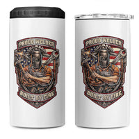 Vintage Proud American Welder 4 in 1 Can Cooler Tumbler Built By Fire Blue Collar Dad Gift