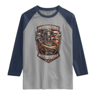 Vintage Proud American Welder Raglan Shirt Built By Fire Blue Collar Dad Gift