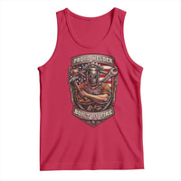 Vintage Proud American Welder Tank Top Built By Fire Blue Collar Dad Gift