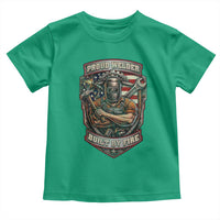 Vintage Proud American Welder Toddler T Shirt Built By Fire Blue Collar Dad Gift