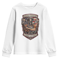 Vintage Proud American Welder Youth Sweatshirt Built By Fire Blue Collar Dad Gift