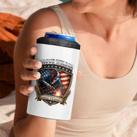 Built To Last Proud Welder 4 in 1 Can Cooler Tumbler Blue Collar American Dad Gift