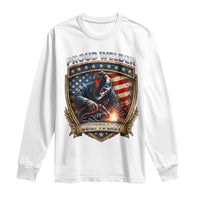 Built To Last Proud Welder Long Sleeve Shirt Blue Collar American Dad Gift