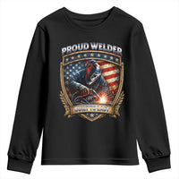 Built To Last Proud Welder Youth Sweatshirt Blue Collar American Dad Gift