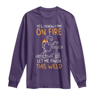 Funny Stickman Welder I Know I Am On Fire Long Sleeve Shirt Metal Worker Gift