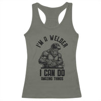 Funny Bigfoot Welder Racerback Tank Top I Can Do Amazing Things