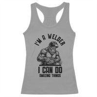 Funny Bigfoot Welder Racerback Tank Top I Can Do Amazing Things