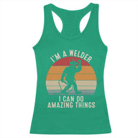 Funny Bigfoot Welding Gift Racerback Tank Top I Can Do Amazing Things With A Welder