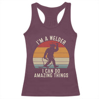Funny Bigfoot Welding Gift Racerback Tank Top I Can Do Amazing Things With A Welder