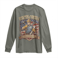 American Construction Worker Long Sleeve Shirt Building America For 250 Years