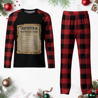 Woodworker Nutrition Label Plaid Pajama Set Carpenter Nutritional Facts Graphic