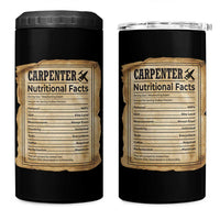 Woodworker Nutrition Label 4 in 1 Can Cooler Tumbler Carpenter Nutritional Facts Graphic
