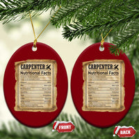 Woodworker Nutrition Label Ceramic Ornament Carpenter Nutritional Facts Graphic