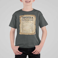 Woodworker Nutrition Label T Shirt For Kid Carpenter Nutritional Facts Graphic