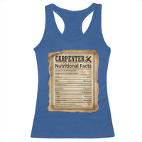 Woodworker Nutrition Label Racerback Tank Top Carpenter Nutritional Facts Graphic