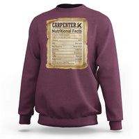 Woodworker Nutrition Label Sweatshirt Carpenter Nutritional Facts Graphic