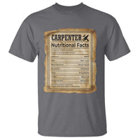 Woodworker Nutrition Label T Shirt Carpenter Nutritional Facts Graphic