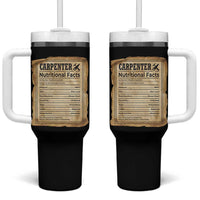Woodworker Nutrition Label Tumbler With Handle Carpenter Nutritional Facts Graphic