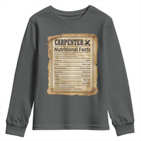 Woodworker Nutrition Label Youth Sweatshirt Carpenter Nutritional Facts Graphic