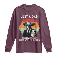 Just A Dad Who Always Came Back With The Milk Long Sleeve Shirt Funny Cow Father's Day - Wonder Print Shop